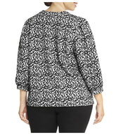 Plus Size Balloon Sleeve Jacquard Top